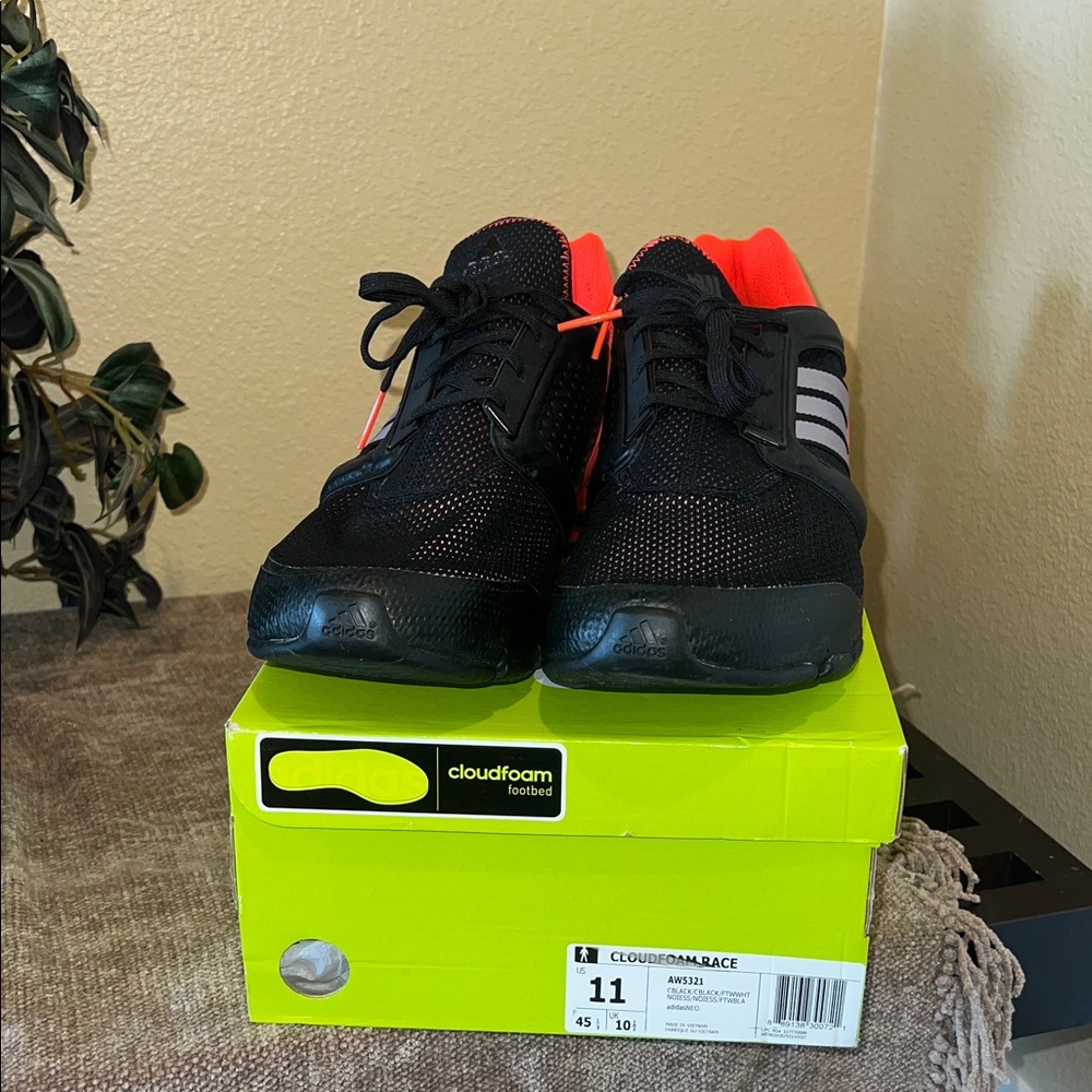 Adidas Cloudfoam Black and Orange Sneakers